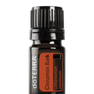 A bottle of Cinnamon Bark essential oil on a white background, used in physical therapy.