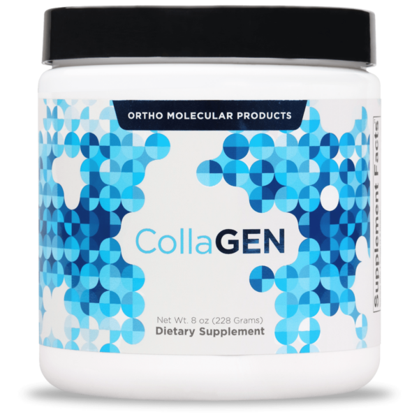 A bottle of Collagen used in physical therapy with a white background.