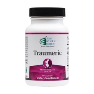 A bottle of Traumeric (90 ct) designed for physical therapy with a white background.